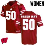 Women's Wisconsin Badgers NCAA #50 Izayah Green-May Red Authentic Under Armour Stitched College Football Jersey SV31S80CZ